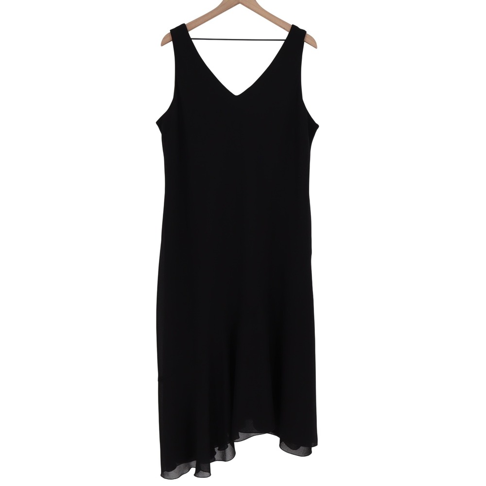 Dressbarn Dress Womens 22W Black Asymmetrical Chiffon Hem Maxi Excellent